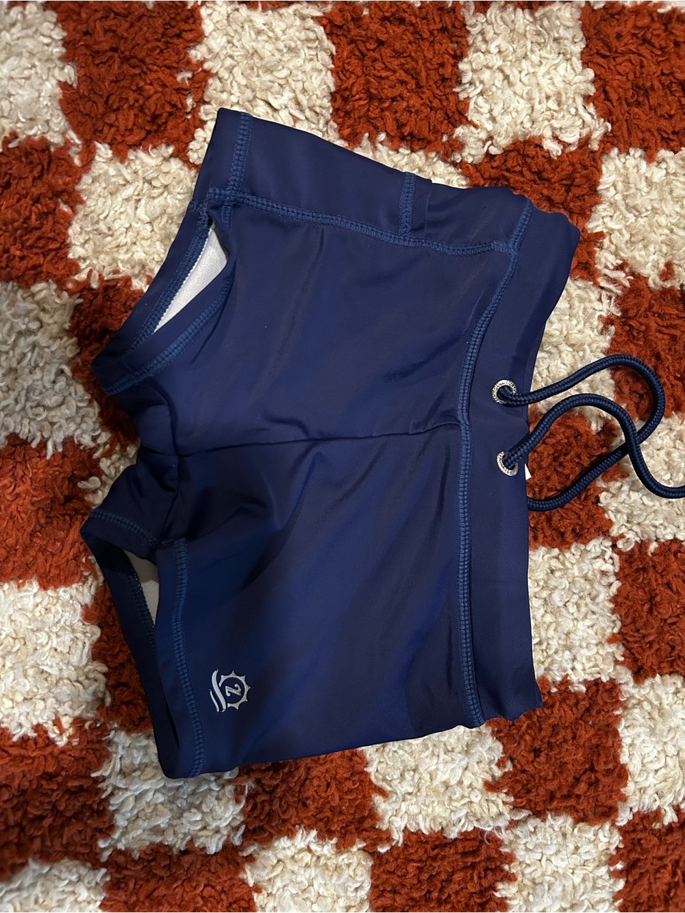Navy Blue Swim Zip Swim Shorts with Drawstring